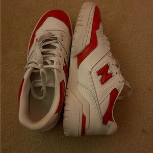 New Balance White and Red Athletic Shoes